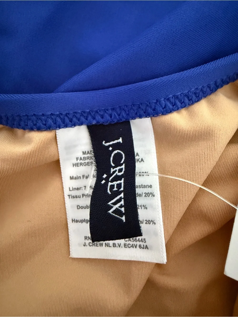 NEW J. Crew Brilliant Blue Tie Shoulder One Piece Swimsuit Small 8640